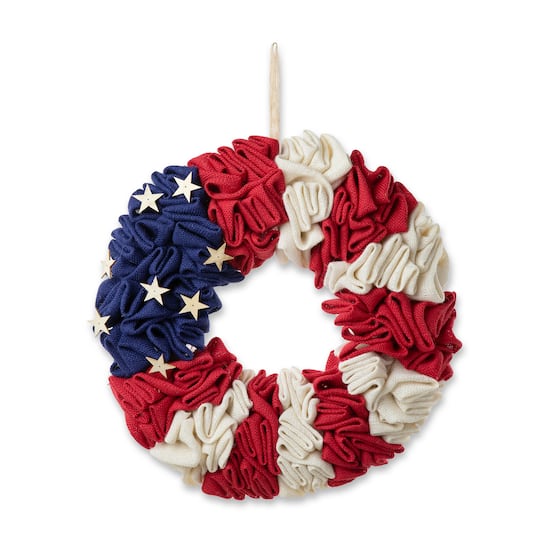 Glitzhome Patriotic 18″ Fabric Wreath Multi